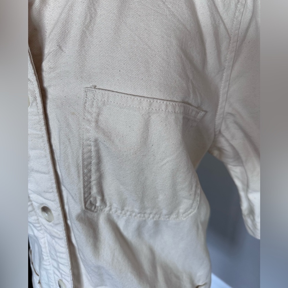 Everlane Shirt Dress Canvas Cargo Chore Patch Pocket Organic Cotton Ivory W's 14 - Picture 8 of 16
